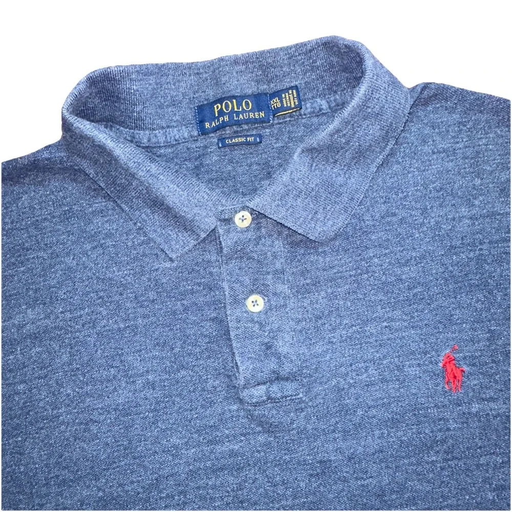 Polo Ralph Lauren Polo Shirt Gray/Blue Custom Fit Short Sleeve XXL/TTG Lot Of 2